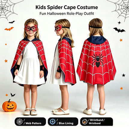 4Pcs Superhero Cosplay Costume, Boys Girls Fancy Dress Kit with Cape & Mask