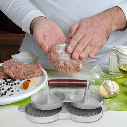 Double Burger Press Hamburger Maker Non-Stick Aluminum Beef Patty Mold for BBQ