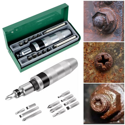 13PCS Manual Impact Driver Set - Handheld Hammer Strike Screwdriver for Tight Screw Removal