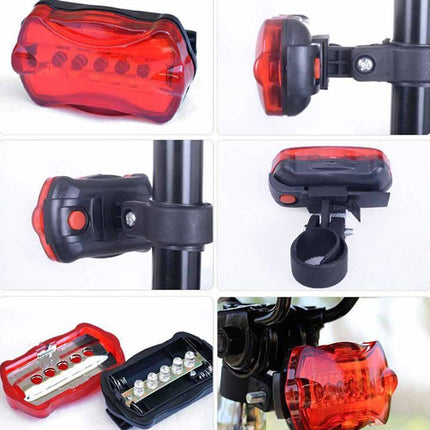 2X Front Rear Bike Light 5 LED Bicycle Tail Lights Waterproof Flashlight