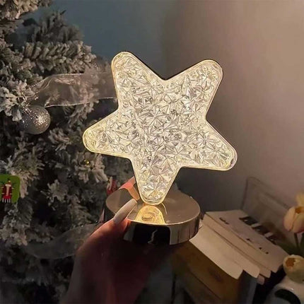 Star LED Night Light, USB Rechargeable Crystal Table Lamp with Touch Control & Dimmable Brightness