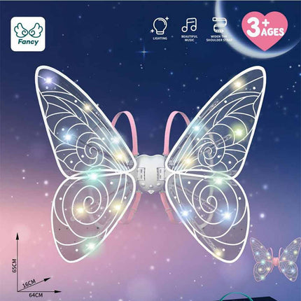 Fairy Wings with LED Lights Moving Butterfly Wings with Music for Girls Women