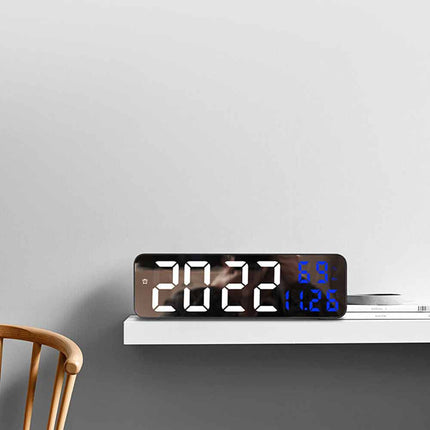 Led Digital Wall Clock Large Screen Time Temperature Humidity Display Clock