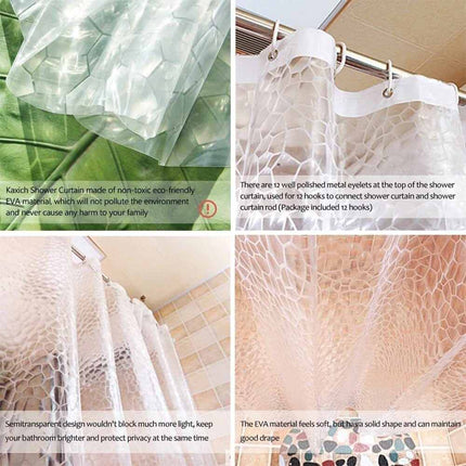 EVA Shower Curtain Waterproof Mildew Resistant 180×200CM Bathroom Bath Decor