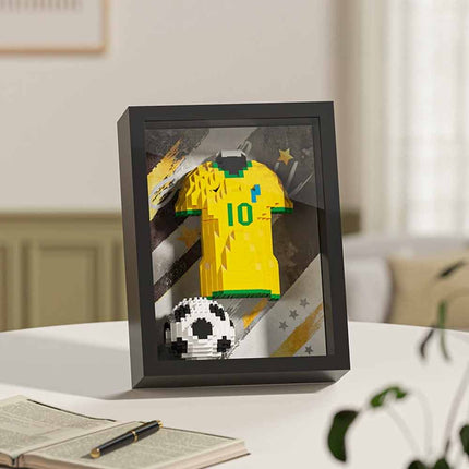 3D Football Jersey Brick Display with Art Frame, Wall & Desk Decor Gift for Soccer Fans
