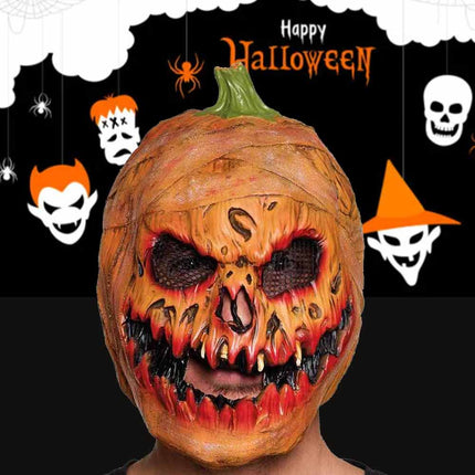 Adult Latex Pumpkin Head Mask Scary Halloween Horror Fancy Dress