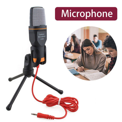 Desktop Condenser Microphone 3.5mm Jack Stand Recording Mic with Tripod For PC