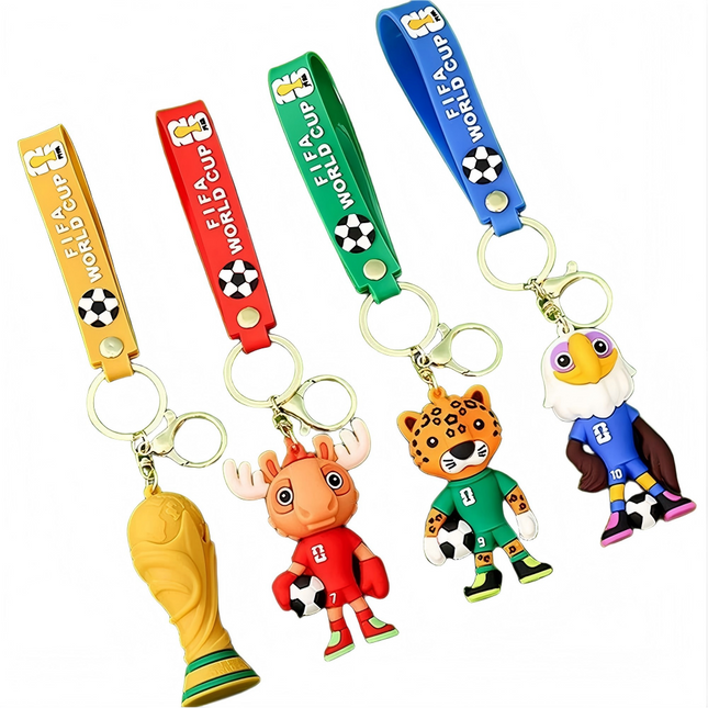 4 Pack 2026 World Cup Mascot Pendant Football Keychain Souvenir Collectible Keyrings