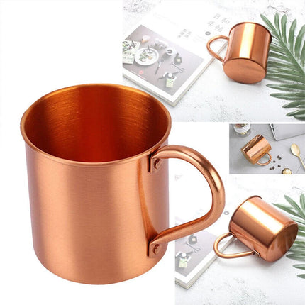 450ML Pure Copper Moscow Mule Mug, Gold Copper Drinking Cup for Coffee Beer Cocktail & Camping