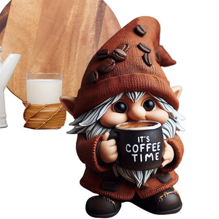 Outdoor Resin Gnome Ornament Coffee Time Figurine Gnome Figurine Garden Decor