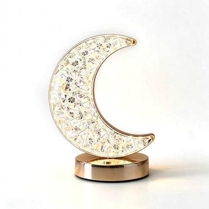 Moon LED Night Light, USB Rechargeable Crystal Table Lamp with Touch Control & Dimmable Brightness