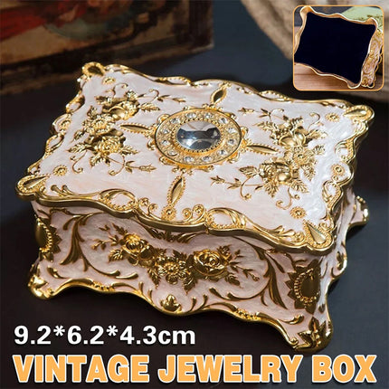 Vintage Alloy Jewellery Box, Trinket Organiser, Ring Necklace Storage Case, Gift Present