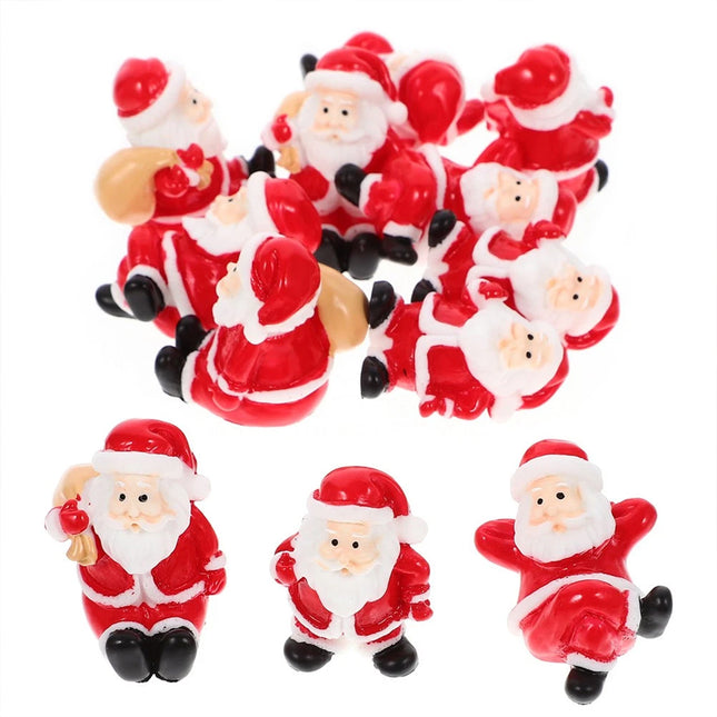 12Pcs Random Santa Claus Themed Mini Christmas Figurines - Micro Scene Ornaments for Indoor Holiday Decor