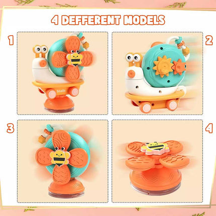 4 in 1 Baby Fidget Spinner Snail Windmill Set Suction Cup Infant Fun Bath Toy