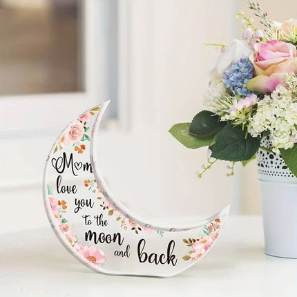 Moon-Shaped Acrylic Plaque - Perfect Christmas & Mothers Day Gift for Mum, Sentimental Xmas Present to Honor Mom
