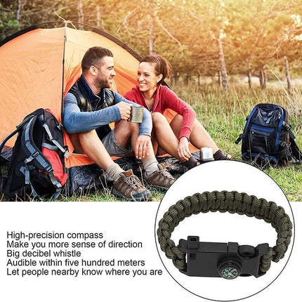 5-in-1 Paracord Survival Bracelet 7-Core Woven, Emergency Lifesaving Wristband for Outdoor Adventures