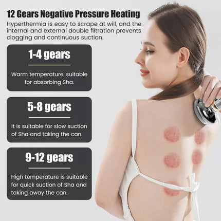 12 levels Electric Cupping Massager Vacuum Suction Cup GuaSha Anti Cellulite USB Charging