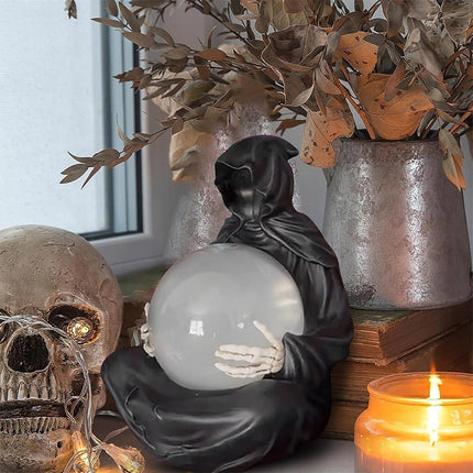 The Death God's Crystal Balls LED Light Grim Reaper Water Globe Halloween Decor
