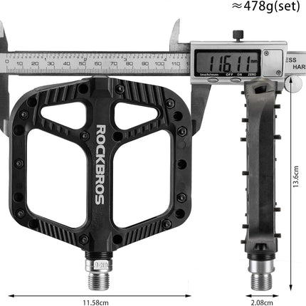 ROCKBROS Bike Pedals Nylon Composite Bearing 9/16" MTB Wide Flat Platform