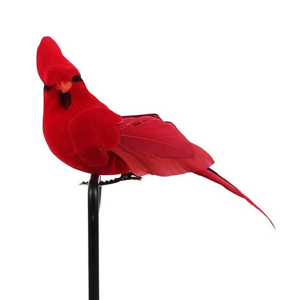 12PCS Red Cardinal Bird Ornaments: Clip-On Feathered Realistic Style for Home Decor