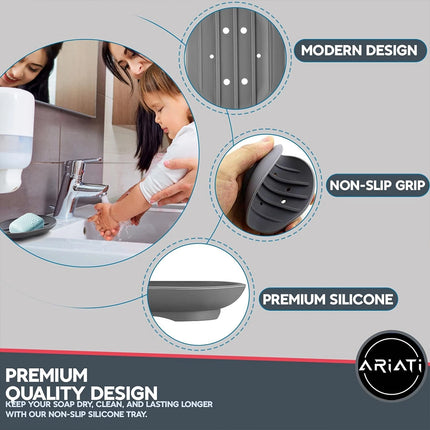 2 Pack Silicone Soap Holder, Drain Hole Soap Dish Tray for Bathroom