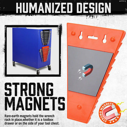 2-Pack Magnetic Wrench Organizer – Holds 24 Spanners – Tool Storage Rack for Workshop