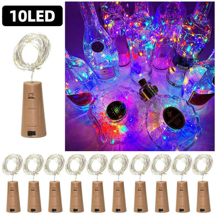 10PCS LED Fairy Light Wine Bottle String Lights Cork Copper Wire Christmas Decor