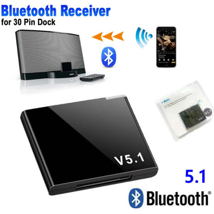 30Pin Bluetooth 5.1 Music Audio Receiver Stero Adapter For iOS Bose Sound dock