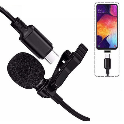 Type C Pro Lavalier Lapel Mini Stereo Microphone Clip Condenser Mic For Samsung