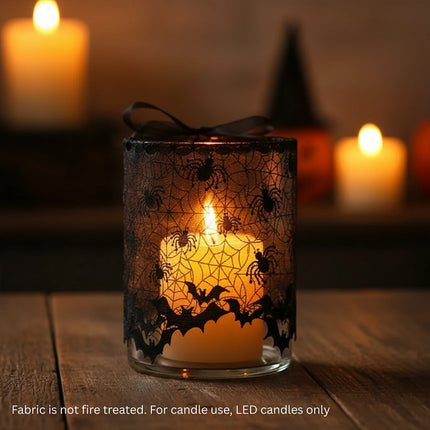 Halloween Lace Cobweb Lamp Shade Cover with Spider, Gothic Fireplace Party Decor, No Lamp Included