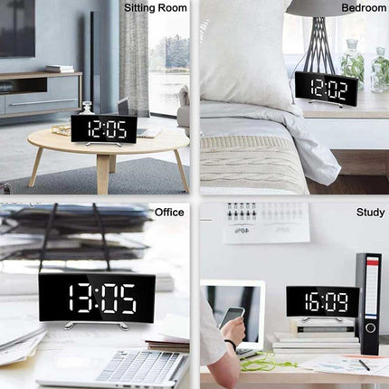 Digital Alarm Clock 7 Inch Curved Dimmable LED Electronic Digital Desktop Clock