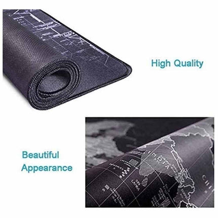 World Map Large Gaming Desk Mat 90×40cm, Extended Keyboard Mouse Pad Non-Slip Rubber Base