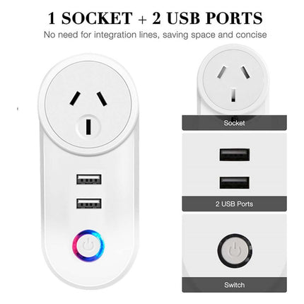WiFi Smart Socket, Dual Plug Home Outlet Adaptor, Works with Alexa & Google Home