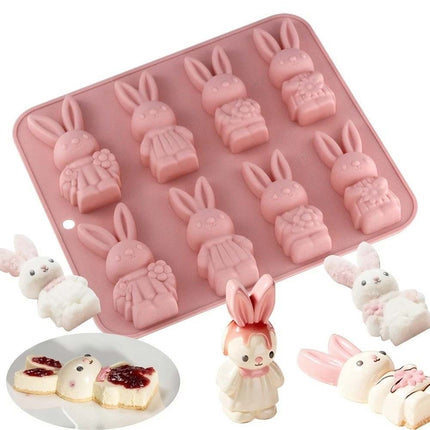 Easter Bunny 8 Grids Mould Food Grade Baking Mold Kitchen Baking Tool