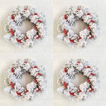 1 Pack Christmas Snow‑Dusted Red Berry Candle Ring Wreath, Table Centrepiece Ornament