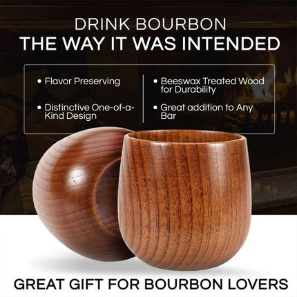 Handcrafted Charred Wooden Bourbon Glass - 240ml Artisanal Whiskey Tumbler