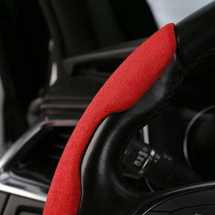 Car Anti-skid Plush Steering Wheel Anti-slip Cover Decor Both Side Universal Red