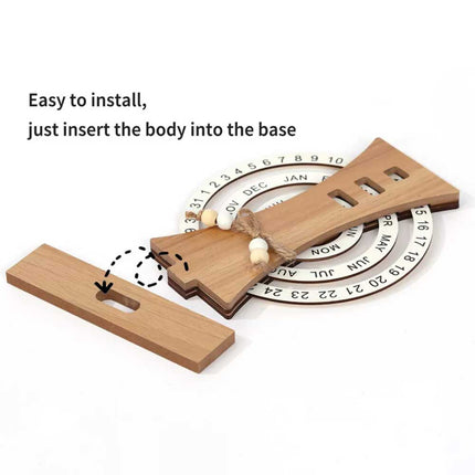 Creative Desk Calendar Manual Rotatable Calendar Wooden Desk Calendar Reusable