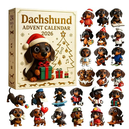 2D Acrylic Christmas Countdown Advent Calendar, 24‑Day Dachshund Design Tree Hanging Ornament, Holiday Gift