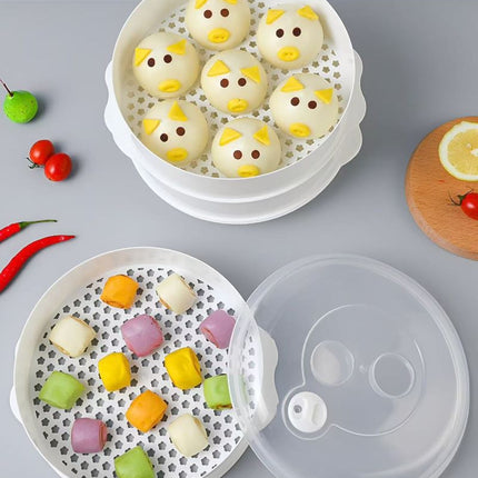Multi-Layer Plastic Steamer Basket for Microwave, Heat Resistant Large Capacity