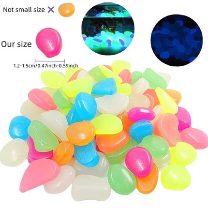 200PCS Glow In The Dark Pebbles, Luminous Garden Stones for Outdoor Yard Decor & Gift