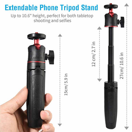 360°Mini Extendable Desktop 1/4 Tripod Photography Selfie Vlog Bracket Stand