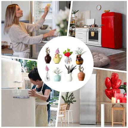 3D Flower Vase Refrigerator Magnets (Vase Only, No Flowers), 8-Piece Set, Home Decor Accessories