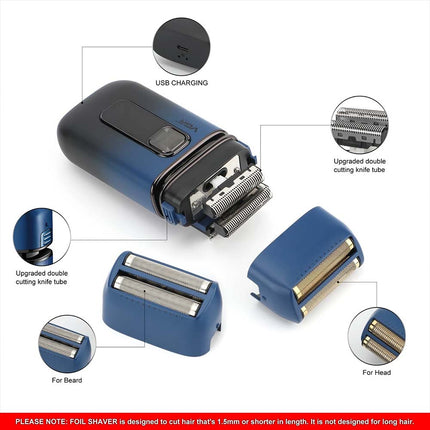 Men's Cordless Electric Foil Shaver, Waterproof Skin-Fade Shaving Machine