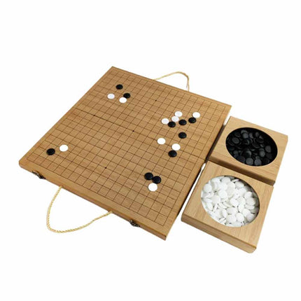 Wooden Portable Weiqi Go Game Set, Traditional Chinese Timber Strategy Board Game Gift