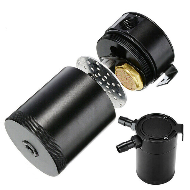 Universal Car Baffled Aluminum Oil Catch Can 2 Port Oil Catch Tank Reservoir