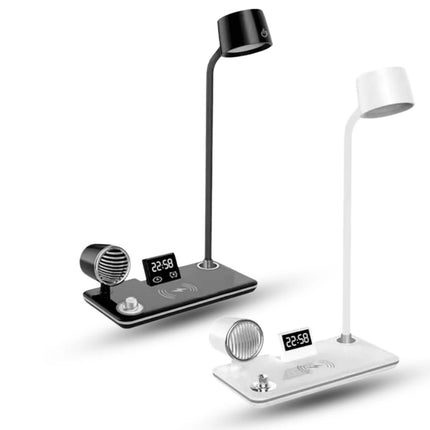 4 in 1 Wireless Charger LED Desk Lamp with Bluetooth Speaker, Clock, Charging