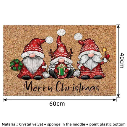 Merry Christmas Door Mat Floor Rug Xmas Home Decoration Non Slip Flannel Carpet
