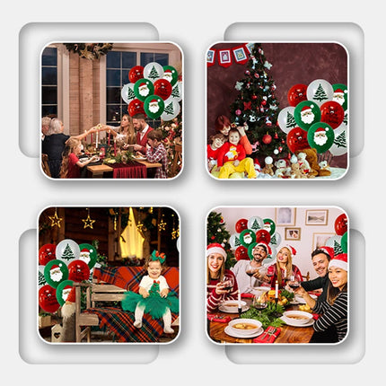 24X Merry Christmas Latex Balloons Red Green White Santa Theme for Festive Party Decorations