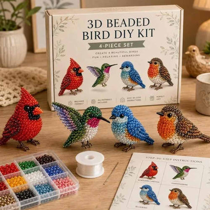 3D Beaded Animal DIY Craft Kit, Cute Animal Bead Embroidery Starter Set, Handmade Beading Project for Adults & Beginners